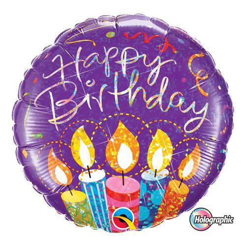 Balão Metalizado Redondo 18 Polegadas - Velas de Festa de Aniversário- Qualatex