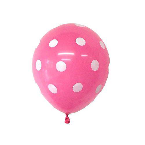 Balão N10 Bolinha Rosa/Branco com 25 Unidades Pic Pic