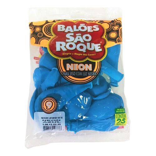 Balão São Roque Neon N°9 C/25un Azul