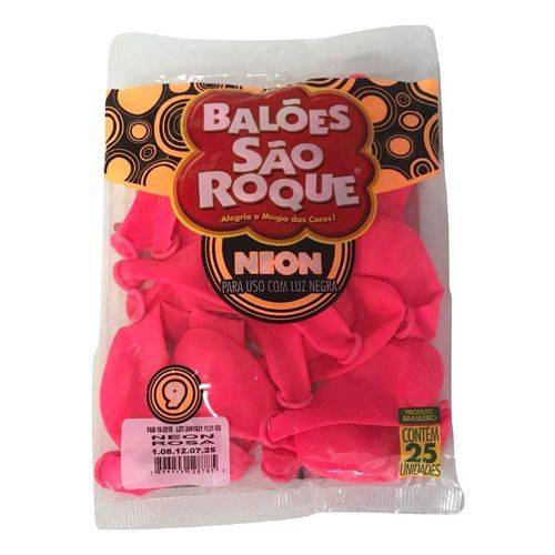 Balão São Roque Neon N°9 C/25un Rosa