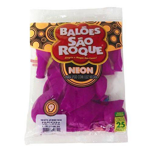 Balão São Roque Neon N°9 C/25un Violeta