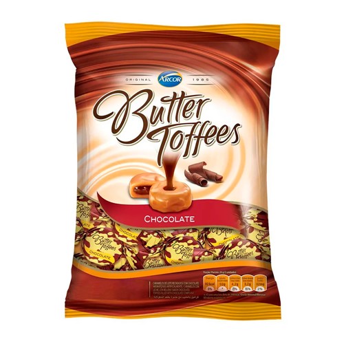 Balas Arcor Butter Toffees Sabor Chocolate 100g