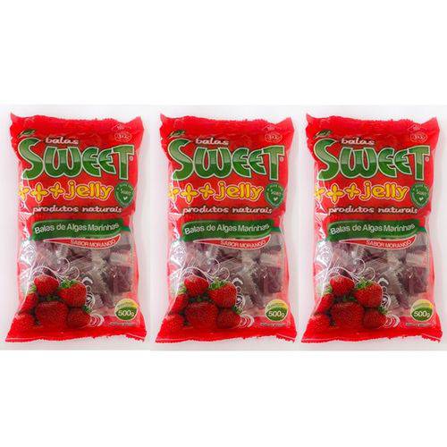 Balas de Algas Sweet Jelly Sabor Morango - Kit 3 X 500g