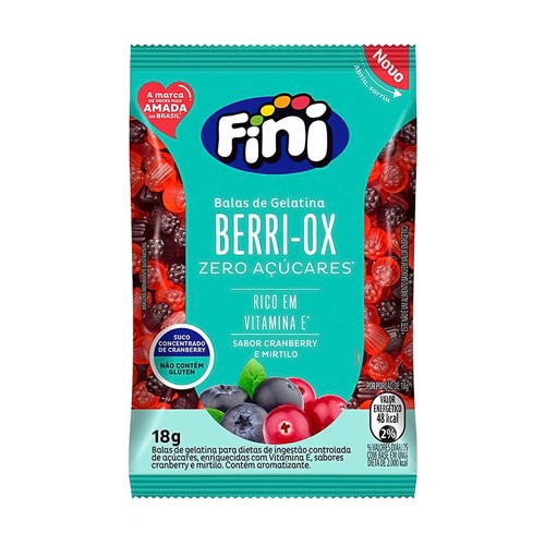 Balas de Gelatina Fini Berri-OX Cranberry e Mirtilo 18g