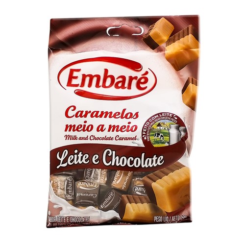 Balas Embaré Caramelo de Leite Sabor Leite e Chocolate 150g