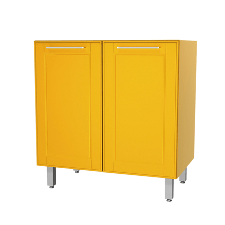 Balcão Cozinha 2 Portas Sem Tampo - Aço Galvanizado - Amarelo Curry - 80x70x50 Cm