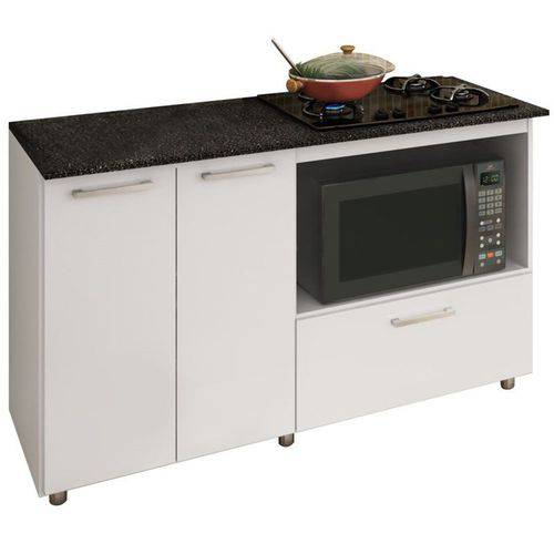 Balcão de Cozinha Cooktop e Forno Microondas Bl 210 Branco - Completa Móveis