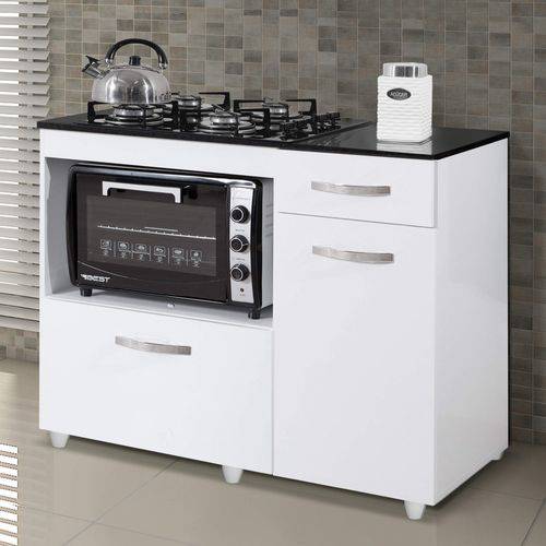 Balcão de Cozinha para Cooktop 2 Portas Violeta Kaiki Móveis Branco