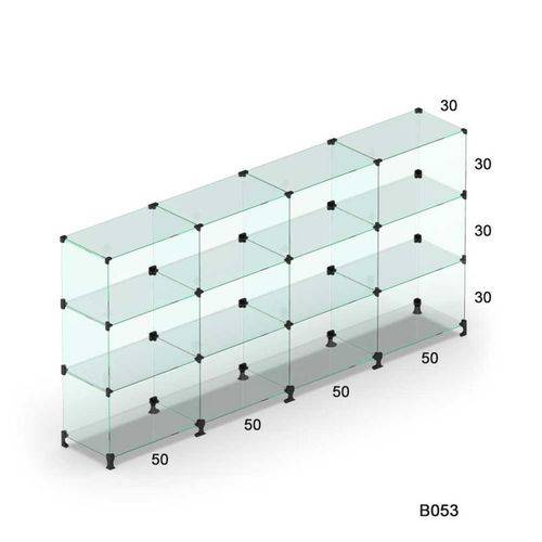 Balcão de Vidro Modulado P/ Loja e Atendimento 2,0 M X 1,0 M X 30 Cm