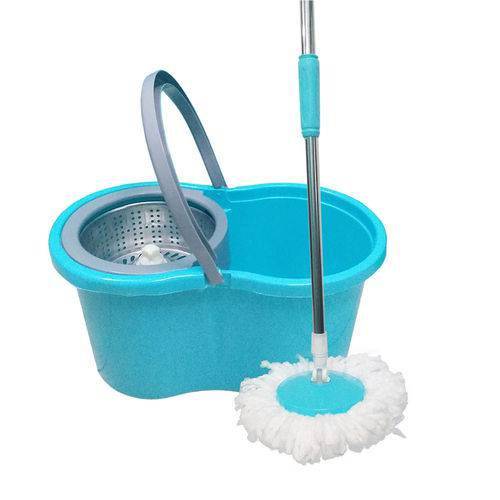 Balde Mop Clean Spin 360° Azul Centrifuga Inox + Refil