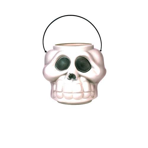 Balde para Doces Halloween Cabeça de Esqueleto Branco 970/70