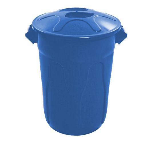 Balde Plástico com Tampa 60 L Azul