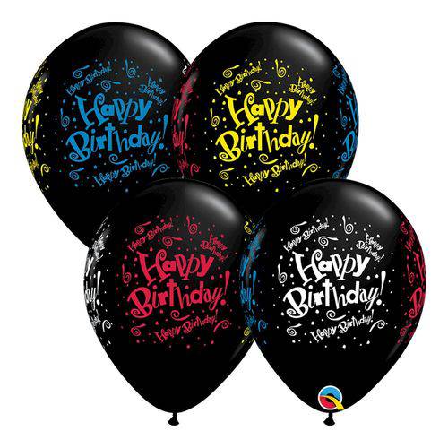 Balões Látex Redondo Preto Ônix 11 Polegadas - Farra de Aniversário! - Unitário - Qualatex