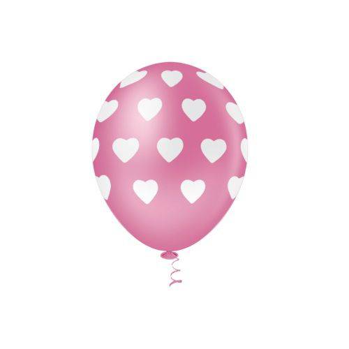 Balões N 10,0 Estampado Coração Big Rosa/branco 25un Pic Pic