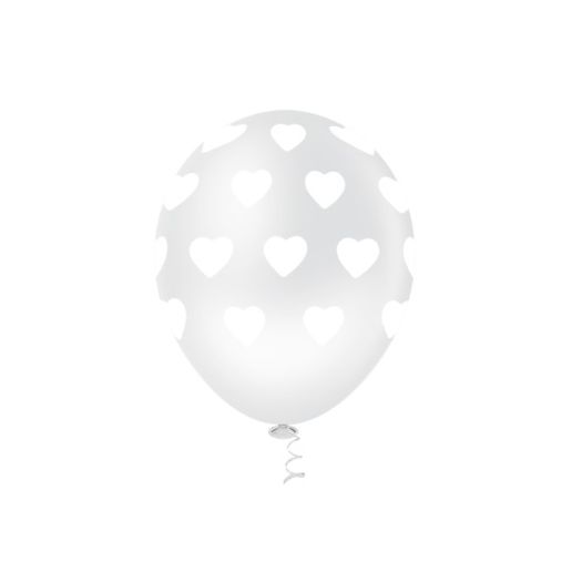 Balões N 10,0 Estampado Coração Big Transparente/Branco 25un Pic Pic