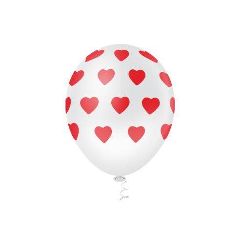 Balões N 10,0 Estampado Coração Big Transparente/vermelho 25un Pic Pic