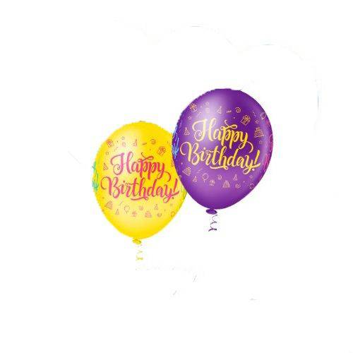 Balões N 10,0 Estampado Happy Birthday Sortido 25un Pic Pic
