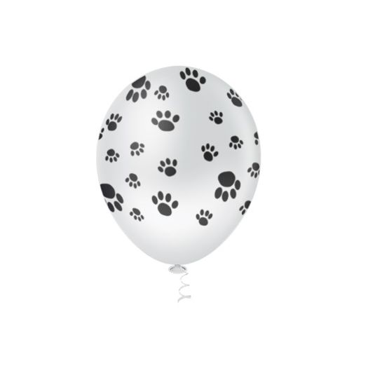 Balões N 10,0 Estampado Pegadas Dog Branco/Preto 25un Pic Pic