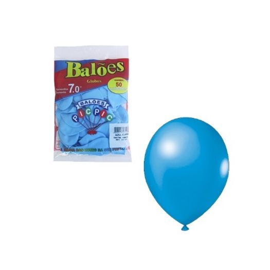Baloes N 7,0 Liso Azul Claro 50un 7002 Pic Pic