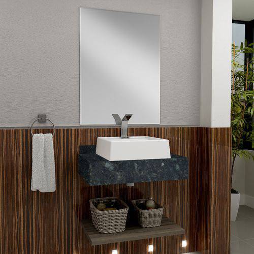 Bancada para Banheiro com Espelheira Tampo em Granito e Cuba Gaam Oroch 63Cm Ameixa/Verde Ubatuba