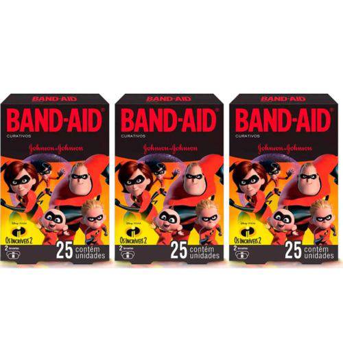 Band Aid os Incríveis Curativo Infantil C/25 (kit C/03)