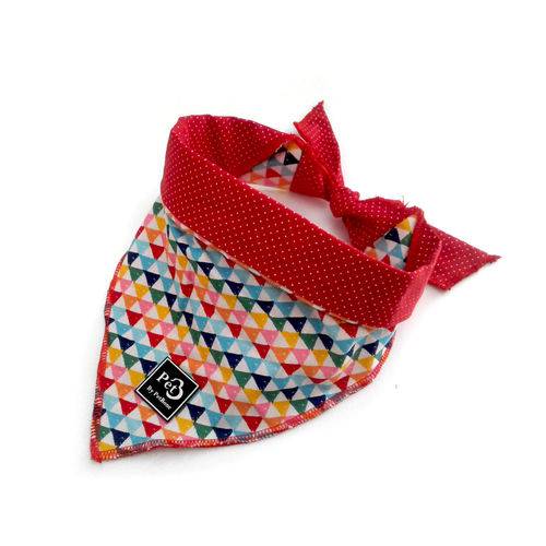 Bandana Pet PetBone GG - Triângulos Colorido e Vermelho
