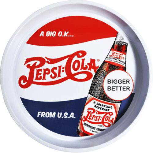 Bandeja 33 Cm Metal Pepsi Cola - Modelo Retrô (Rótulos)