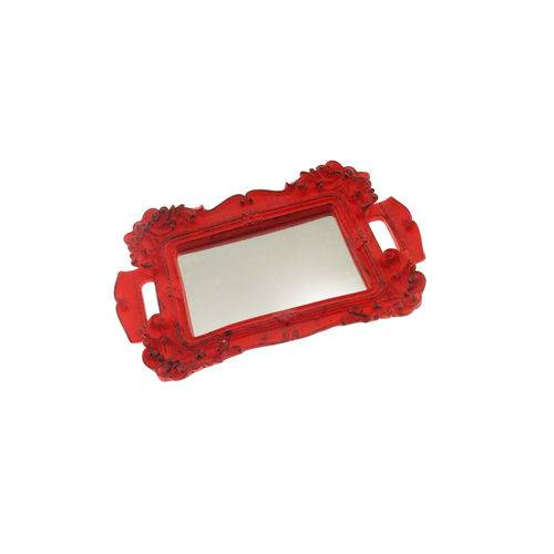 Bandeja Espelhada Mini Decorativa Vermelha Fosca 2x22x14cm
