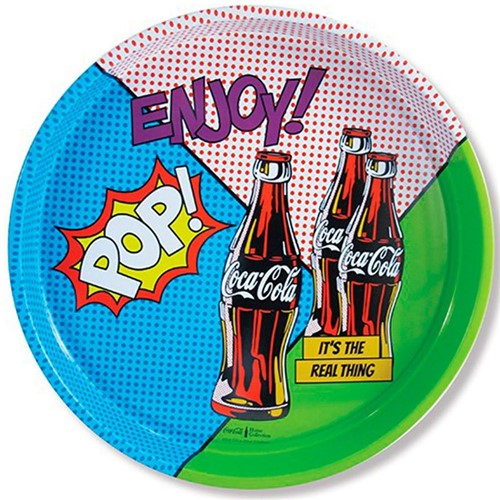 Bandeja Redonda Colorida Coca Cola Pop Art Retrô