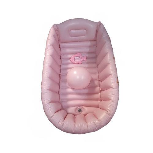 Banheira Inflável para Bebê com Termômetro Peixinho - Rosa