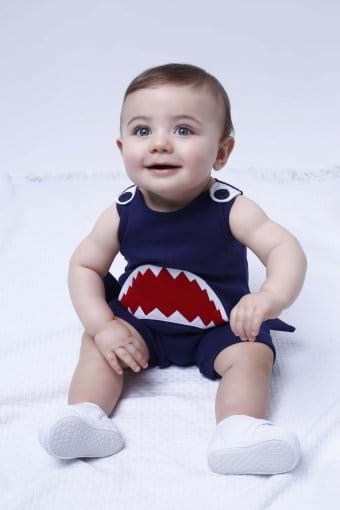Banho de Sol Infantil Grow Up Menino em Algodão Baby Shark Sardenha