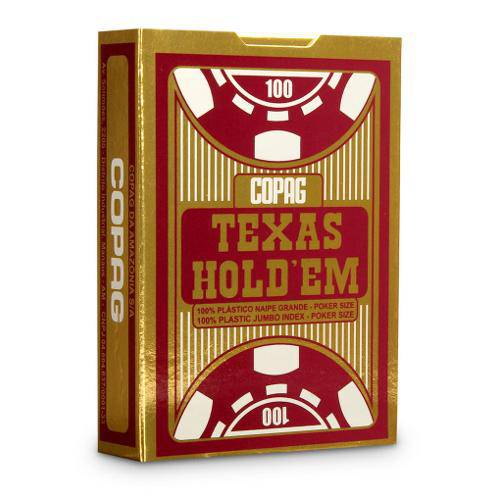Baralho 100% Plástico Texas Hold'em Borgonha