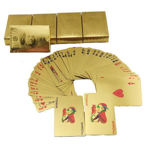 Baralho Dourado Folheado Poker Truco Cartas Jogos
