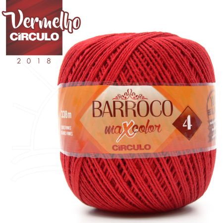 Barbante Barroco MaxColor Moda Nº04 200g - 3402 Vermelho Círculo