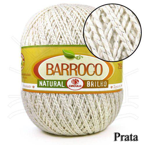 Barbante Barroco Natural Brilho Prata Nº06 700g