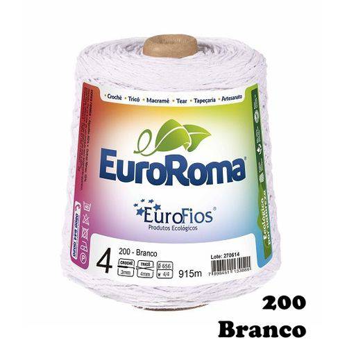 Barbante EuroRoma Colorido N°4 600g - Cor: 200 - Branco
