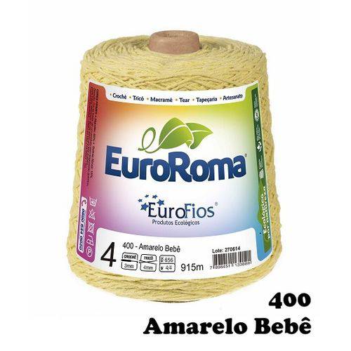 Barbante EuroRoma Colorido N° 4 - Cor: 400 Amarelo Bebê