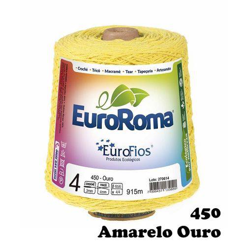 Barbante EuroRoma Colorido N° 4 - Cor: 450 Amarelo Ouro