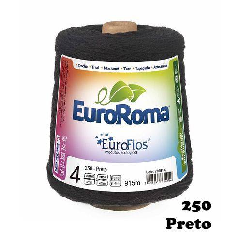 Barbante EuroRoma Colorido N° 4 - Cor: 250 Preto
