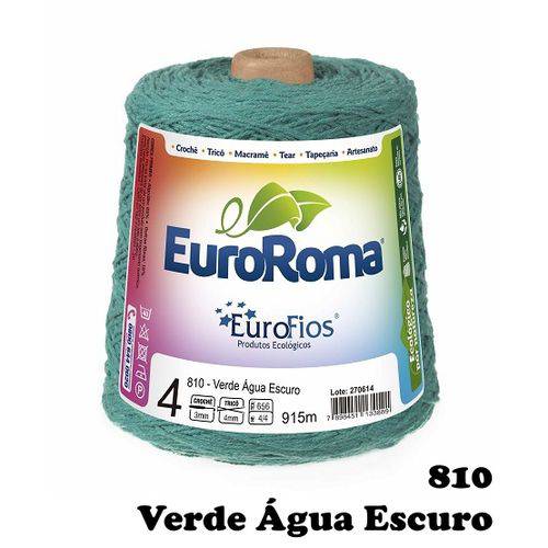 Barbante EuroRoma Colorido N° 4 - Cor: 810 Verde Água Escuro