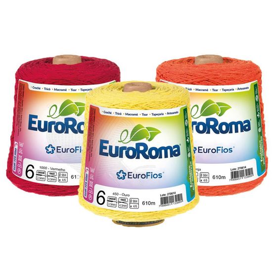 Barbante EuroRoma Colorido N°6 4/6 Fios 610m Vermelho - 1000