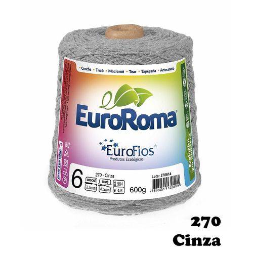 Barbante EuroRoma Colorido N° 6 - Cor: 270 Cinza