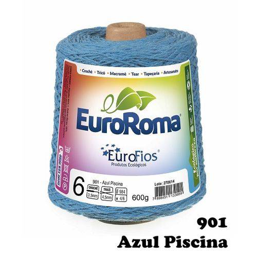 Barbante EuroRoma Colorido N° 6 - Cor: 901 Azul Piscina