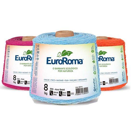 Barbante EuroRoma Colorido N°8 4/8 Fios 762m Vermelho - 1000