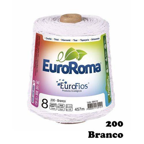 Barbante EuroRoma Colorido N° 8 - Cor: 200 Branco