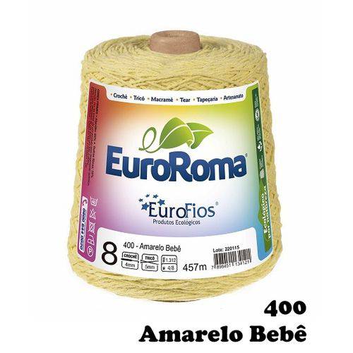 Barbante EuroRoma Colorido N° 8 - Cor: 400 Amarelo Bebê