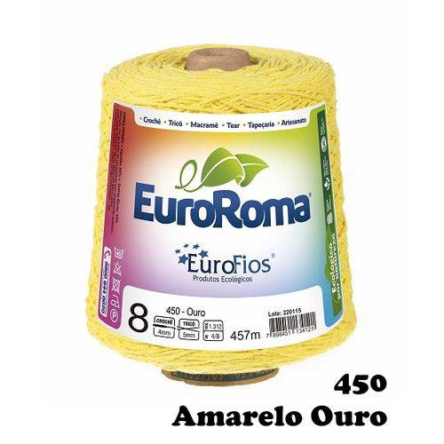 Barbante EuroRoma Colorido N° 8 - Cor: 450 Amarelo Ouro