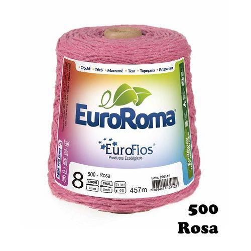 Barbante EuroRoma Colorido N° 8 - Cor: 500 Rosa