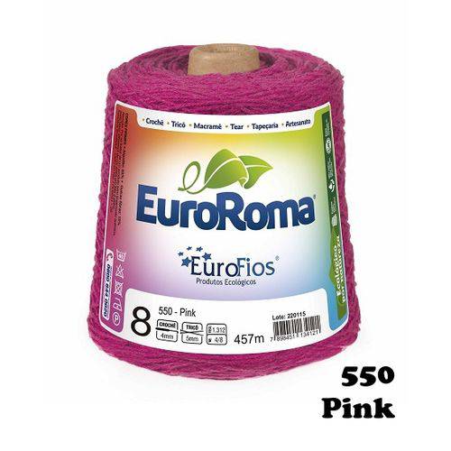 Barbante EuroRoma Colorido N° 8 - Cor: 550 Pink