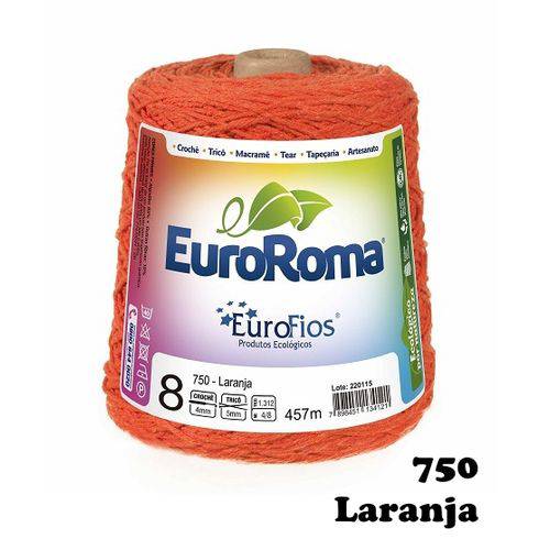 Barbante EuroRoma Colorido N° 8 - Cor: 750 Laranja